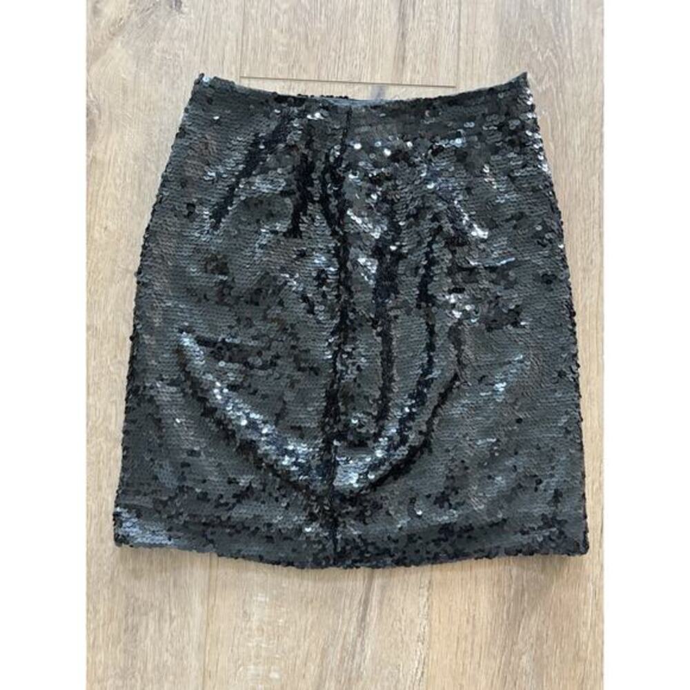 Vtg 80’s Black Silk Lined Sequin Sparkle Pencil Skirt Sz L 10/12